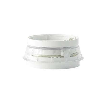 Addressable sounder beacon base with built-in isolator; clear lens with red flash.